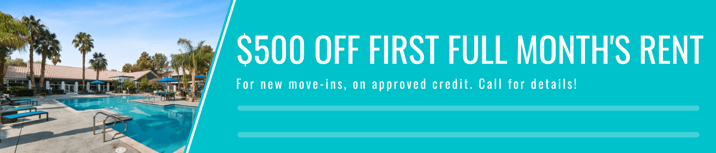$500 off first full month's rent, for new move-ins, on approved credit. Call for details!