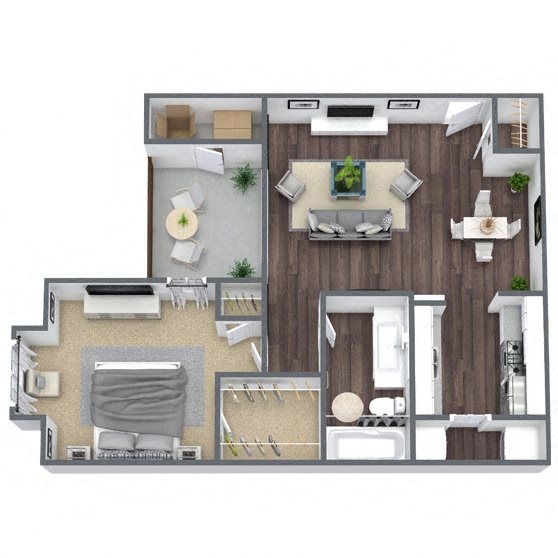 A1: 1 Bed 1 Bath floor plan