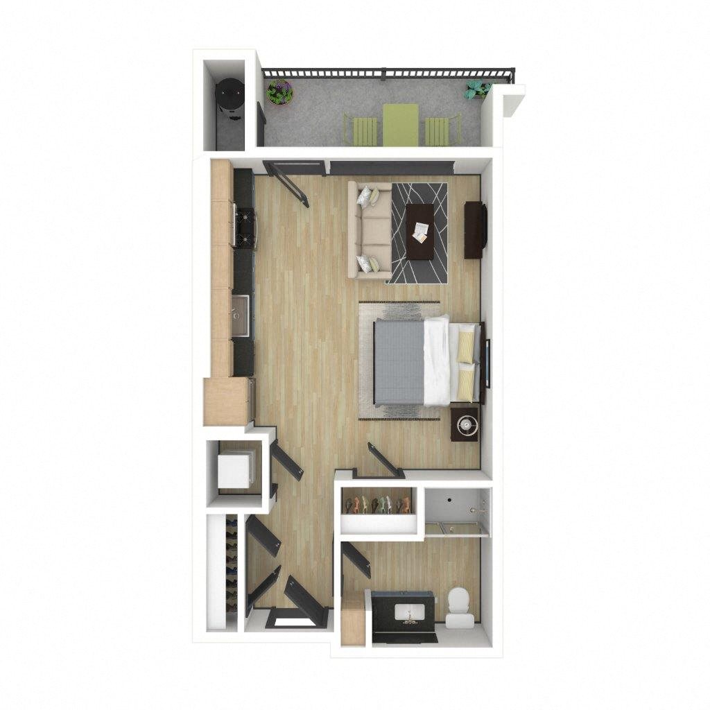 S1: 0 Bed 1 Bath floor plan