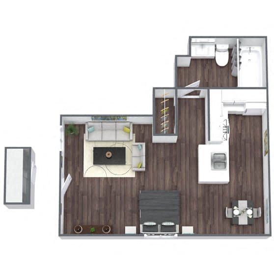 S1: 0 Bed 1 Bath floor plan