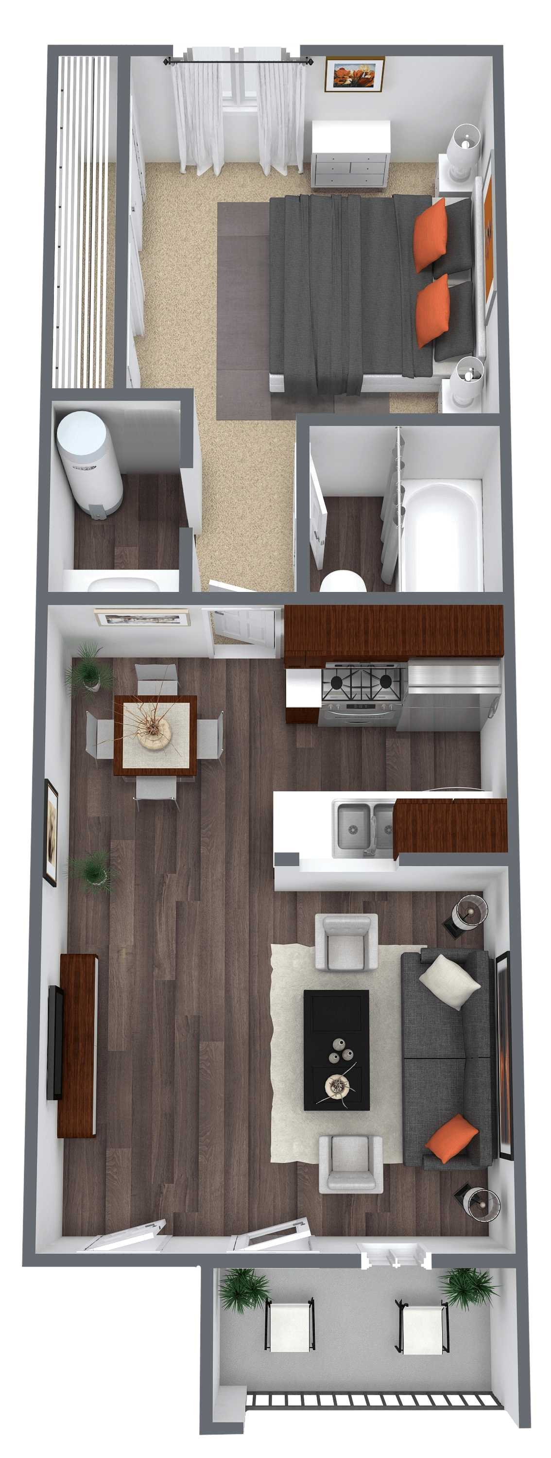 A1: 1 Bed 1 Bath floor plan