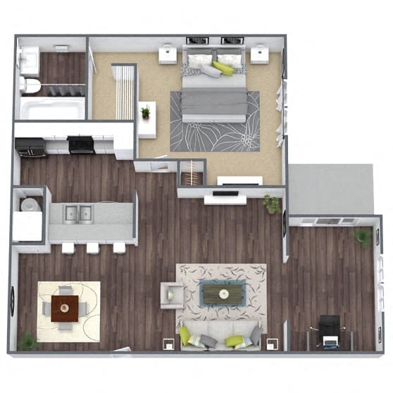 A1: 1 Bed 1 Bath floor plan