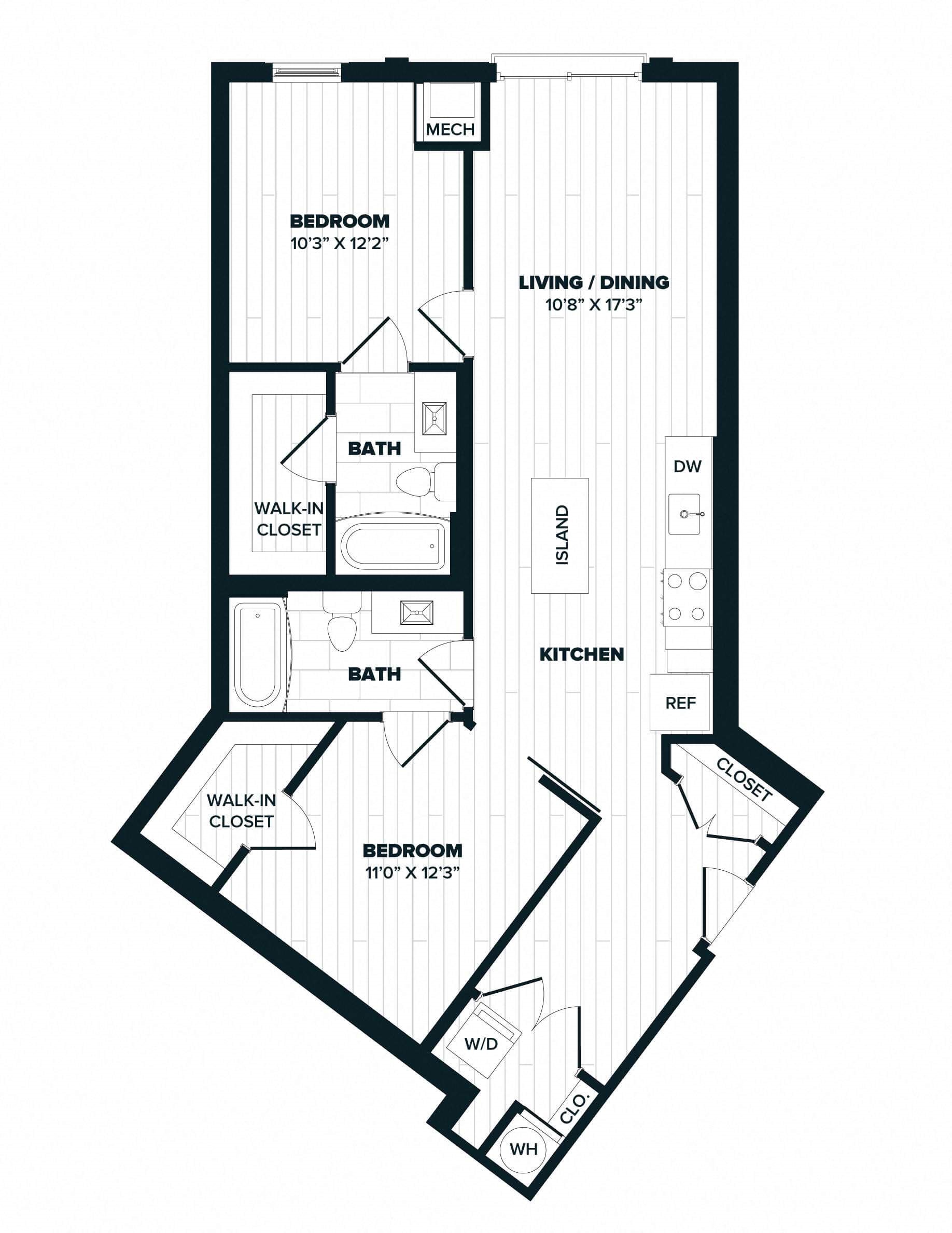 B9: 2 Bed 2 Bath floor plan