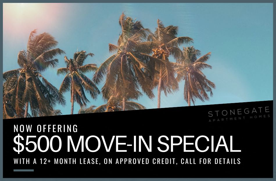 $500 off all floor plans, with a 12+ month lease, on approved credit, call for details.