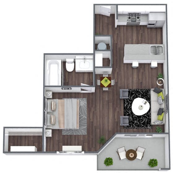 S2: 0 Bed 1 Bath floor plan