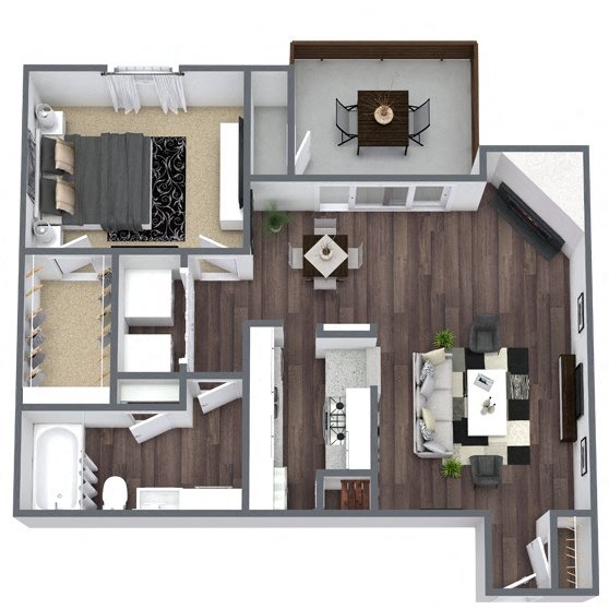 A5: 1 Bed 1 Bath floor plan
