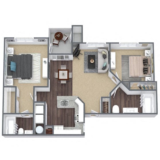 B5: 2 Bed 2 Bath floor plan
