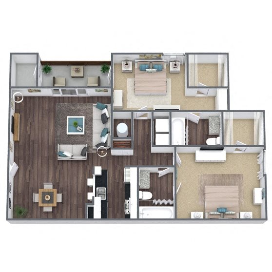 B4: 2 Bed 2 Bath floor plan
