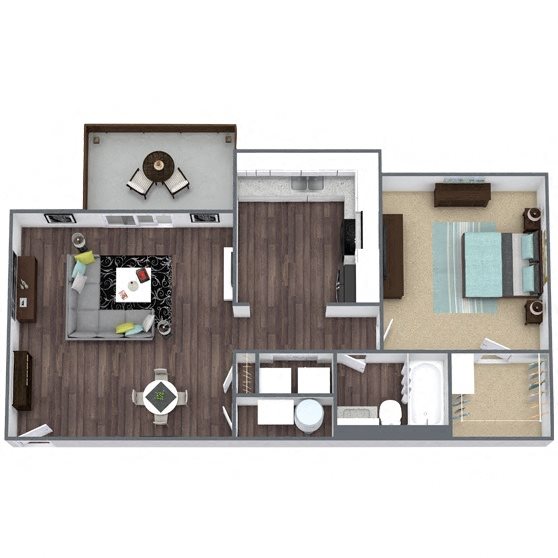 A1: 1 Bed 1 Bath floor plan