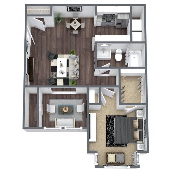 A4: 1 Bed 1 Bath floor plan