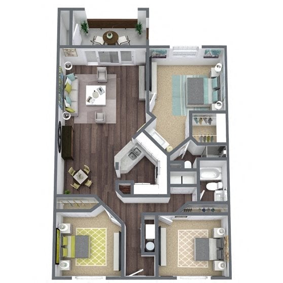 C1: 3 Bed 2 Bath floor plan