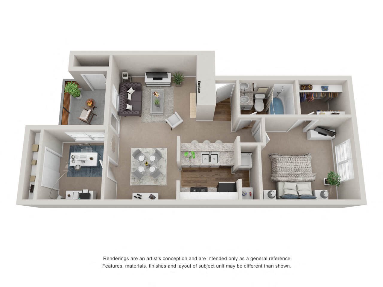 A4: 1 Bed 1 Bath floor plan