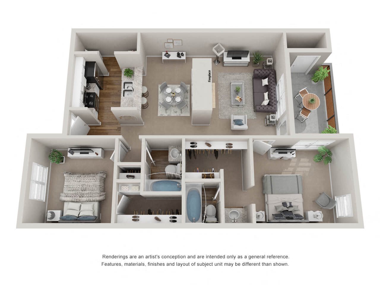 B1: 2 Bed 2 Bath floor plan