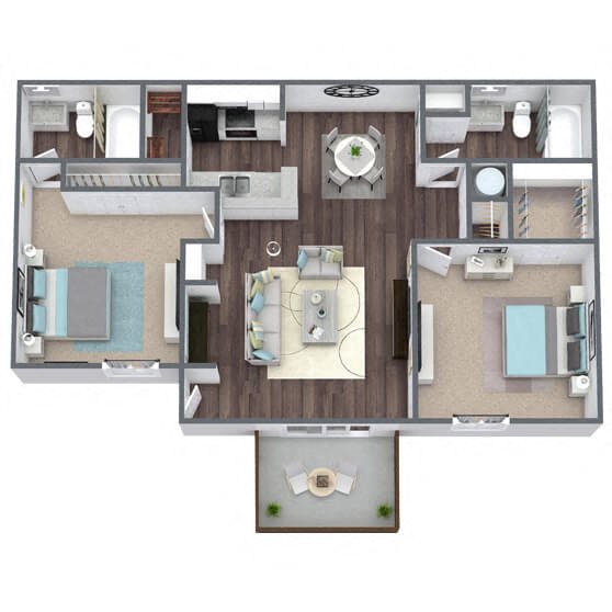 B2: 2 Bed 2 Bath floor plan