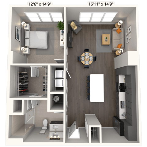 A6 1x1 930 SF-FP floor plan