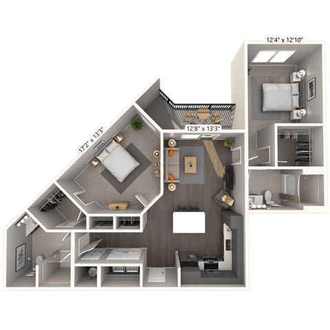 B1 2x2 1124 SF-FP floor plan
