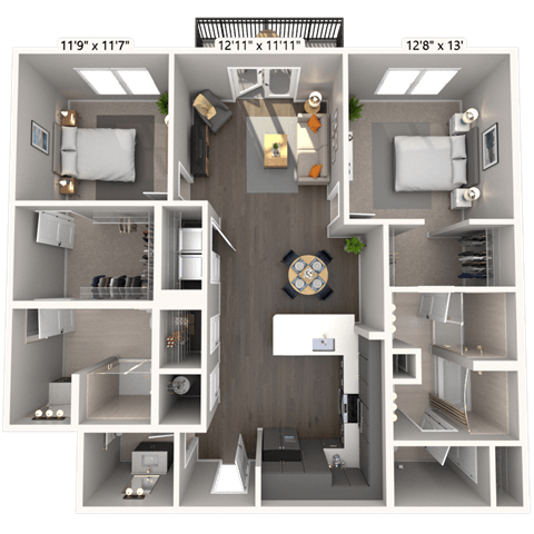 B5 2x2 1247 SF-FP floor plan