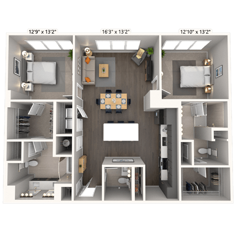 B6 2x2 1300 SF-FP floor plan