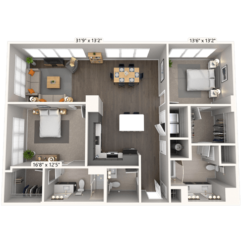 B8 2x2 1407 SF-FP floor plan