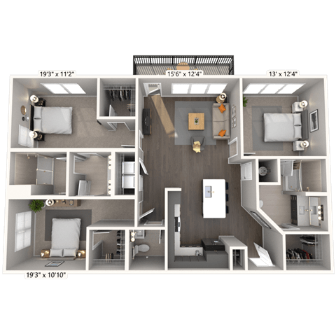 C1 3x2 1402 SF-FP floor plan