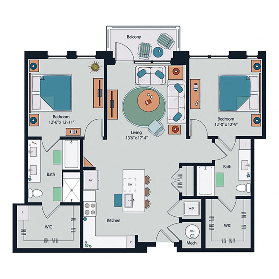 Floor plan layout diagram for B2
