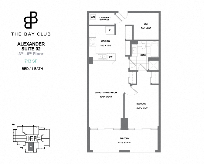 Alexander 1bedoom+den floorplan