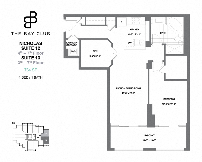 Alexander 1bedoom+den floorplan