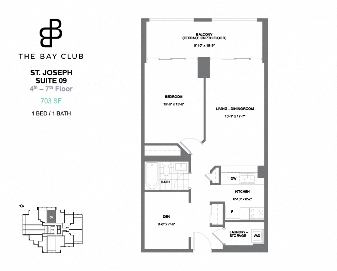 Alexander 1bedoom+den floorplan