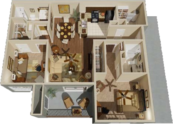The Moore - 2 Bedroom, 2 Bath Floorplan