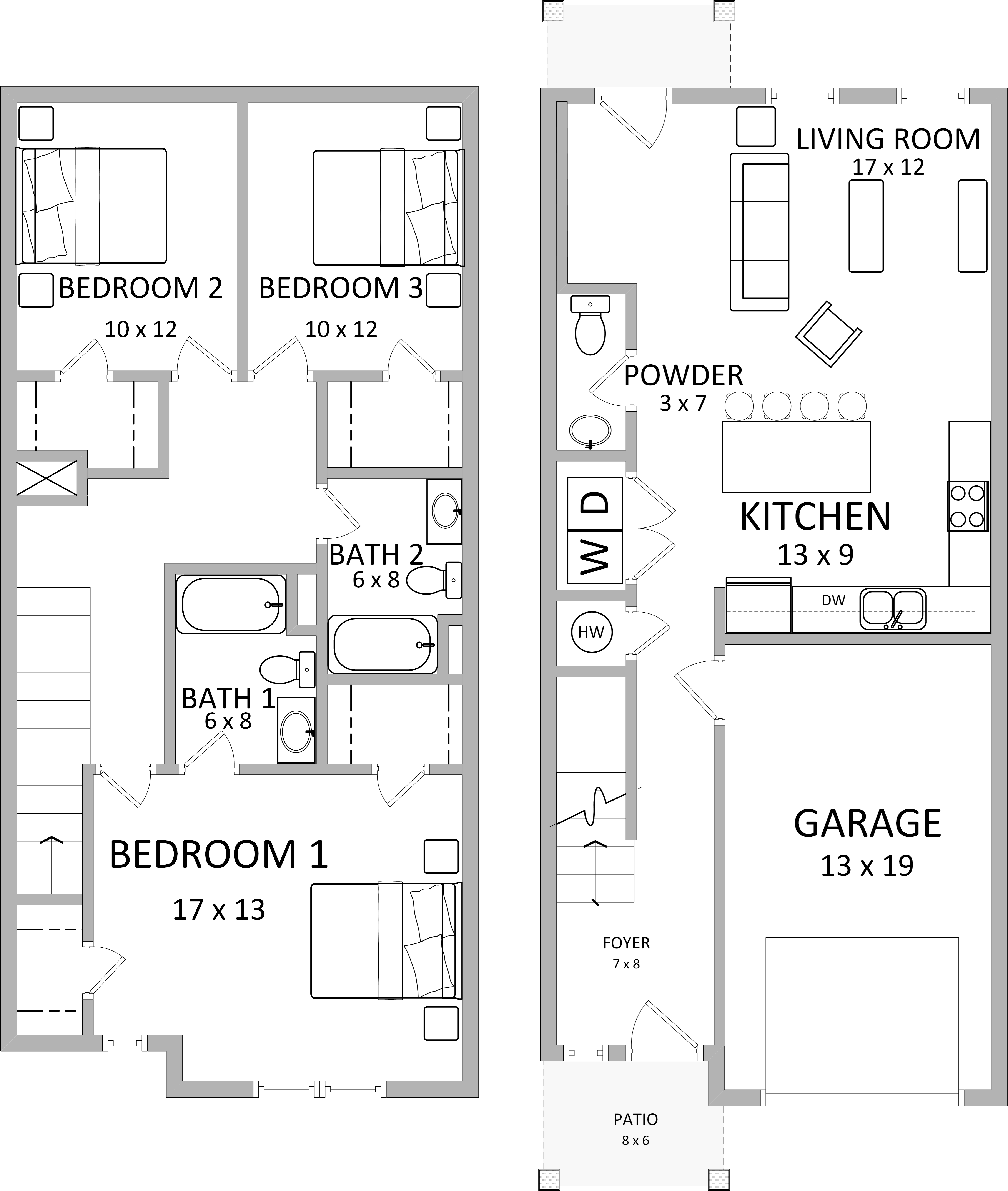3 Bed, 2.5 Bath Townhome, 1 Car Garage