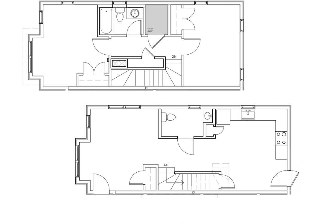 Two bedroom flat Two floor unit with beds and full bath upstairs