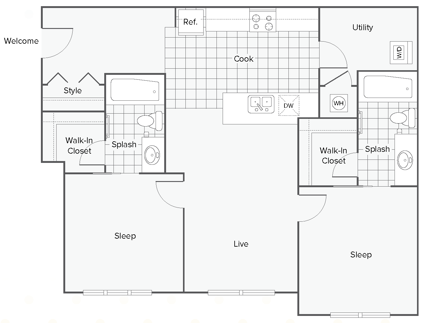 Individual Bedroom (in a 2-bed)