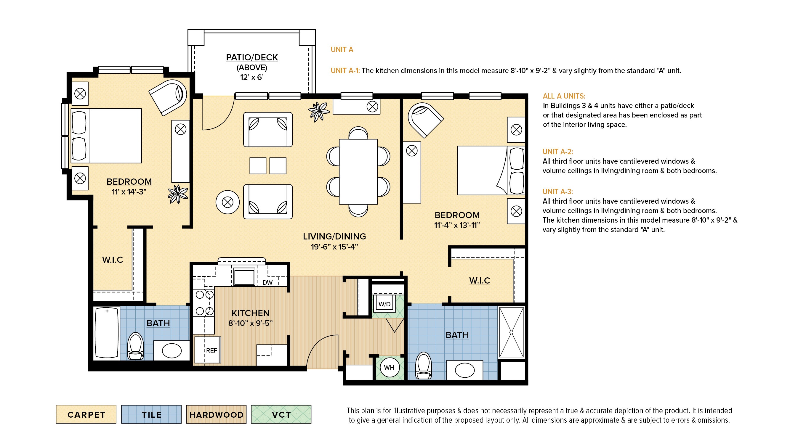 The Alcott 55+ active adult apartment floor plan with 2 bedrooms, 2 baths, and a patio/balcony,,,,,,,,,,