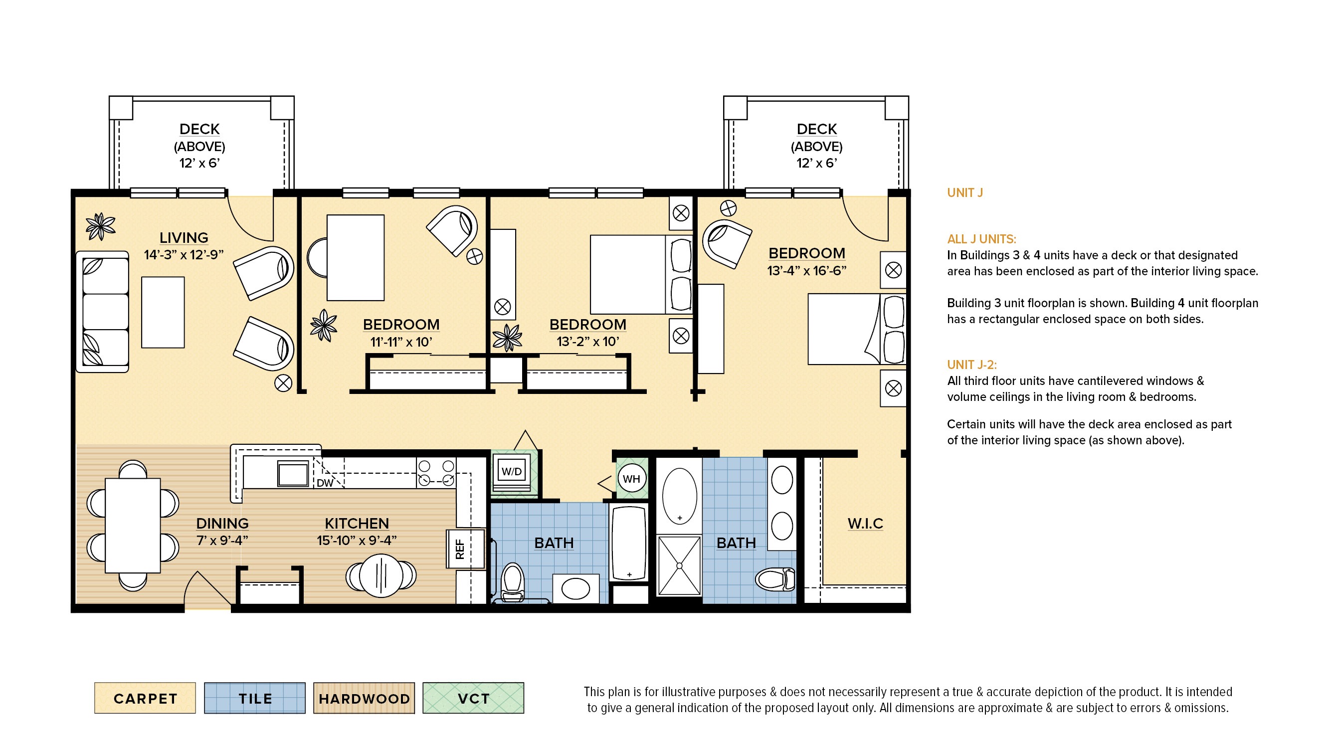 The Graham 55+ active adult apartment floor plan with 3 bedrooms, 2 baths, and a patio/balcony,,,,,,,,,,,,,,