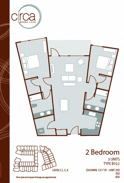 Floor plan layout diagram for 2 Bedroom 2 Bath - B10.2