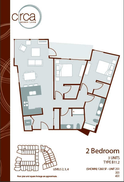 Floor plan layout diagram for 2 Bedroom 2 Bath - B11.2