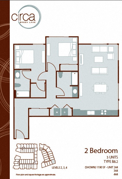 Floor plan layout diagram for 2 Bedroom 2 Bath - B8.2