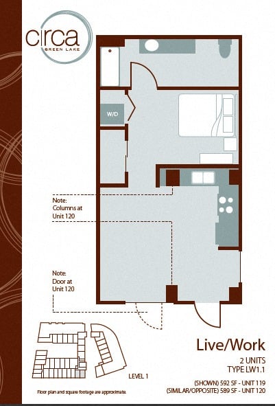 Floor plan layout diagram for Live/Work LW1.1