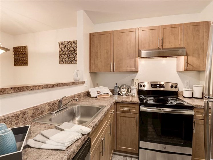 Stainless Steel Appliances including Electric Range, Refrigerator, Dishwasher, and Microwave