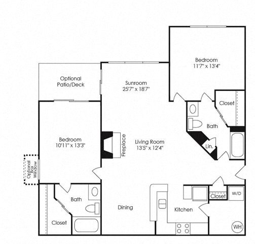 B3, 2 Bed 2 Bath floor plan