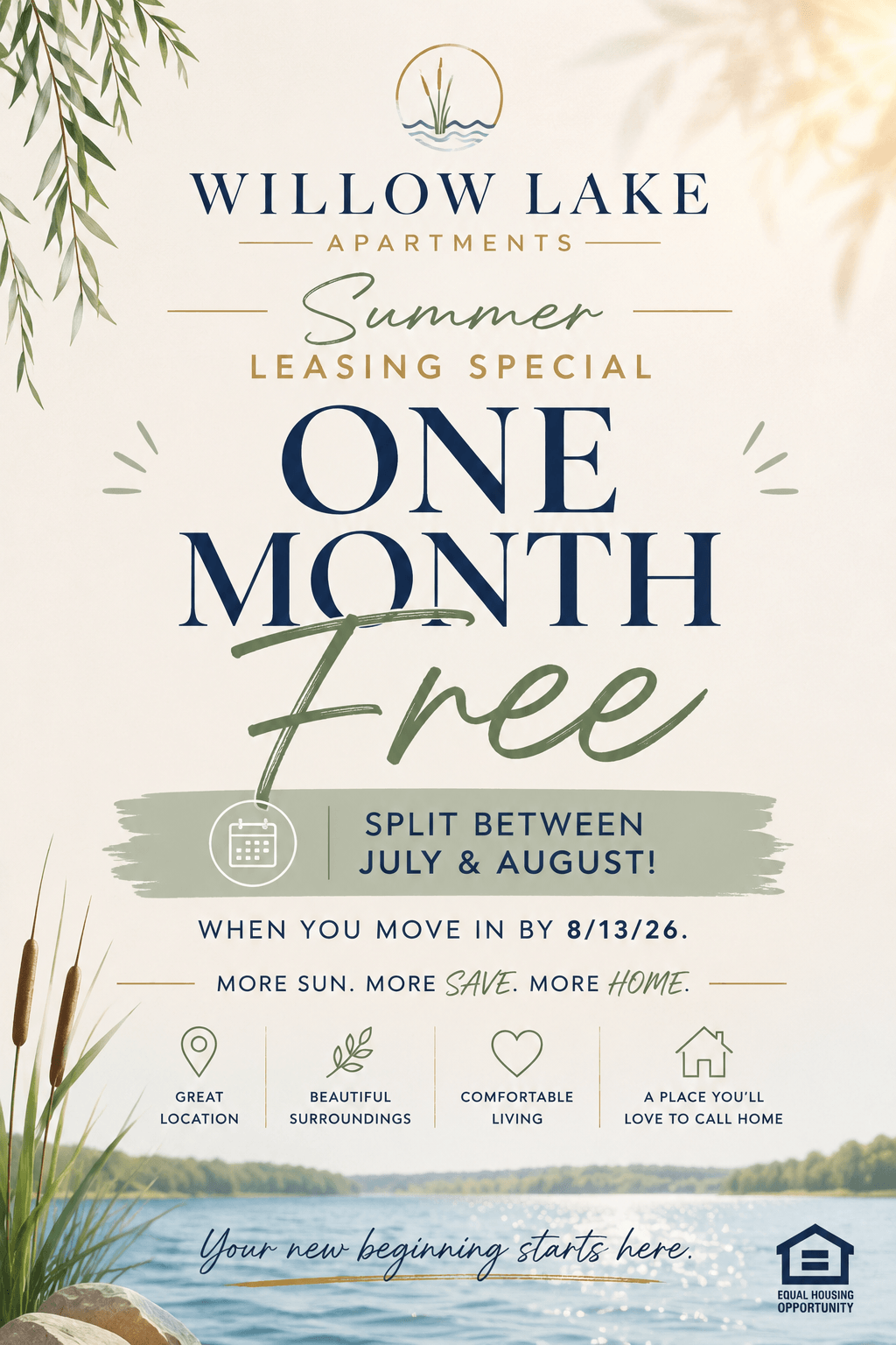 1 month free- split in July and August