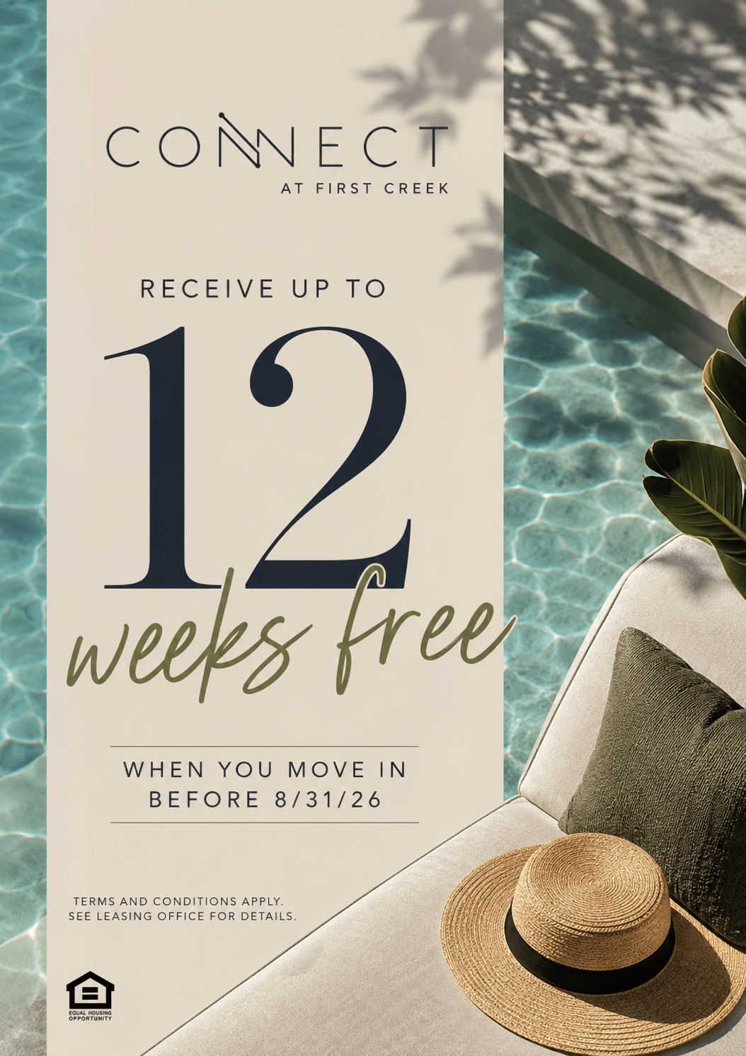 Receive up to 12 weeks free when you move in by 8/31/26!
