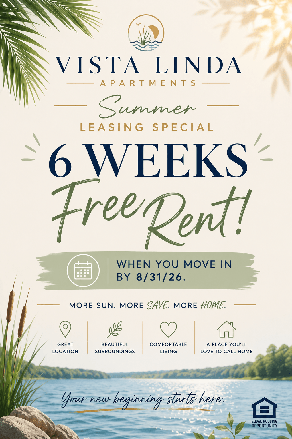 Receive 6 weeks of free rent when you move in by 8/31/26!