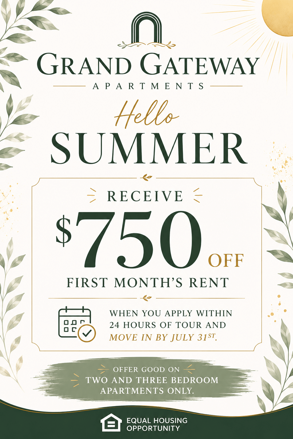 $750 Off First Month's Rent When You Move in by 7/31!