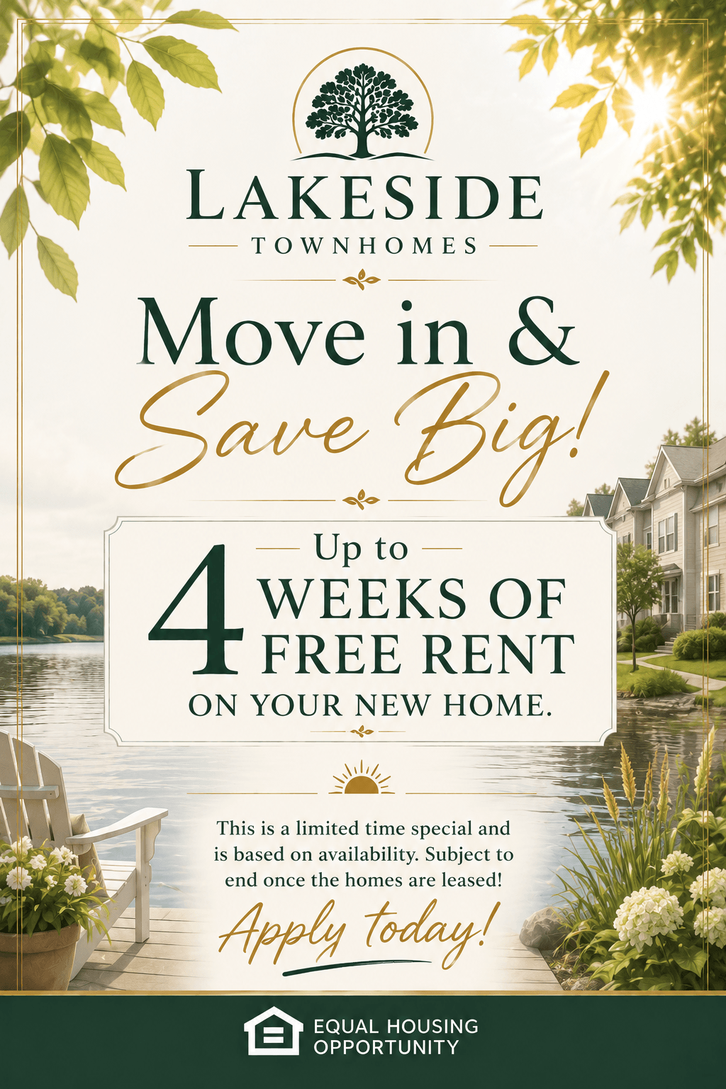 Up to 4 weeks free on your new home! Inquire today!