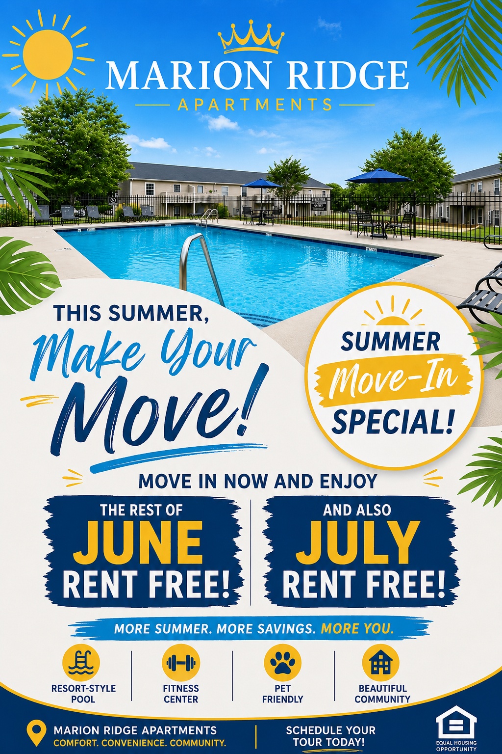 Move In Now & Enjoy the Remainder of June & July rent FREE! 