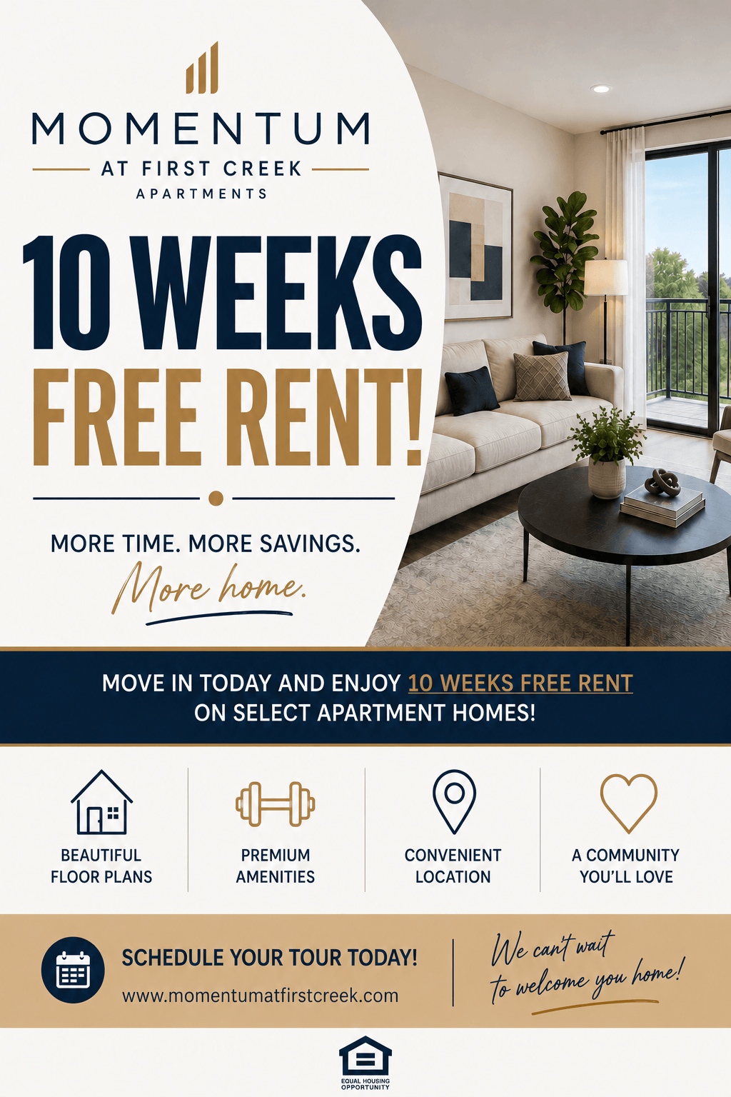 Receive 10 weeks free when you lease today! Your first 2 months are on us!