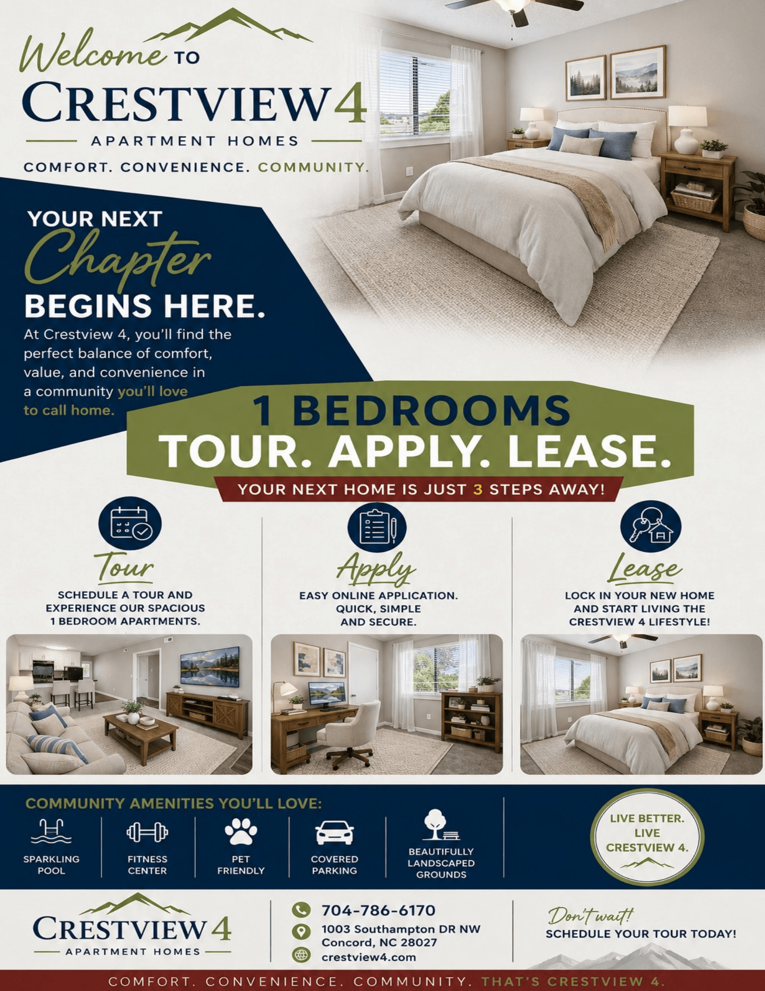 Call or stop by and tour this beautiful community! We'd love to show you what sets us apart! 
