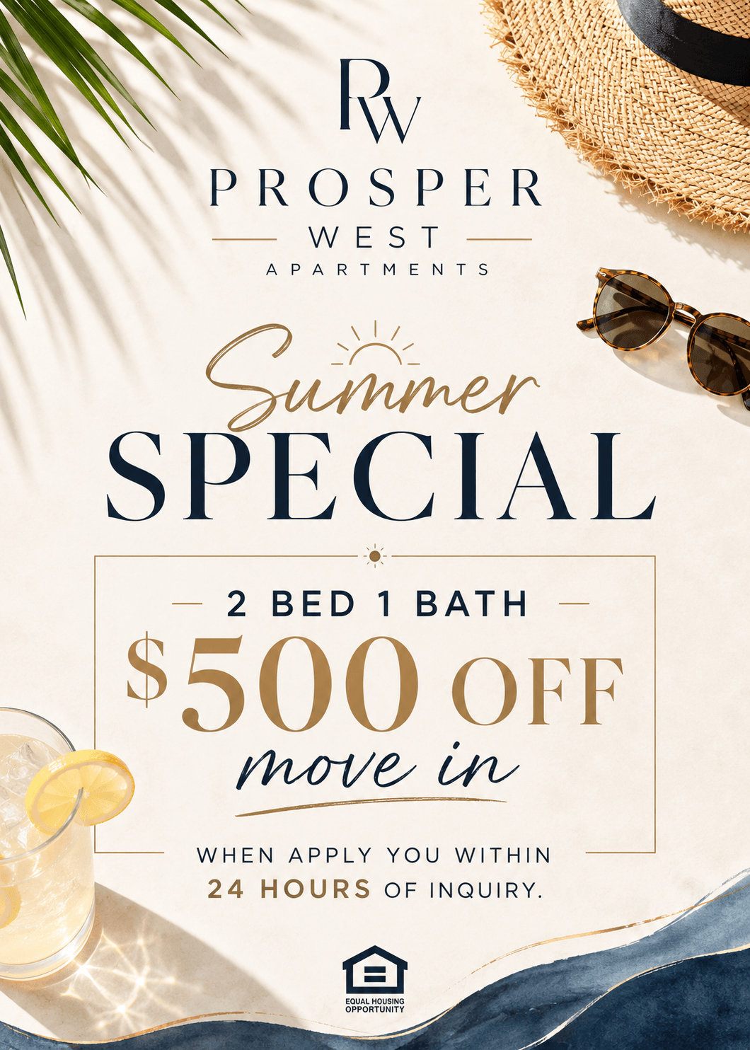 2 bed 1 bath summer special - $500 off move in when apply you within 24 hours of inquiry.  