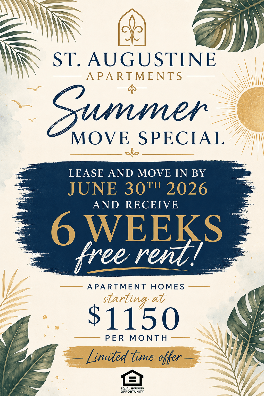 Lease and move in by 6/30 to receive 6 weeks of FREE rent!